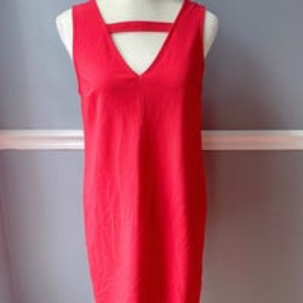 Abercombie & Fitch Red V-Neck Cotton Dress